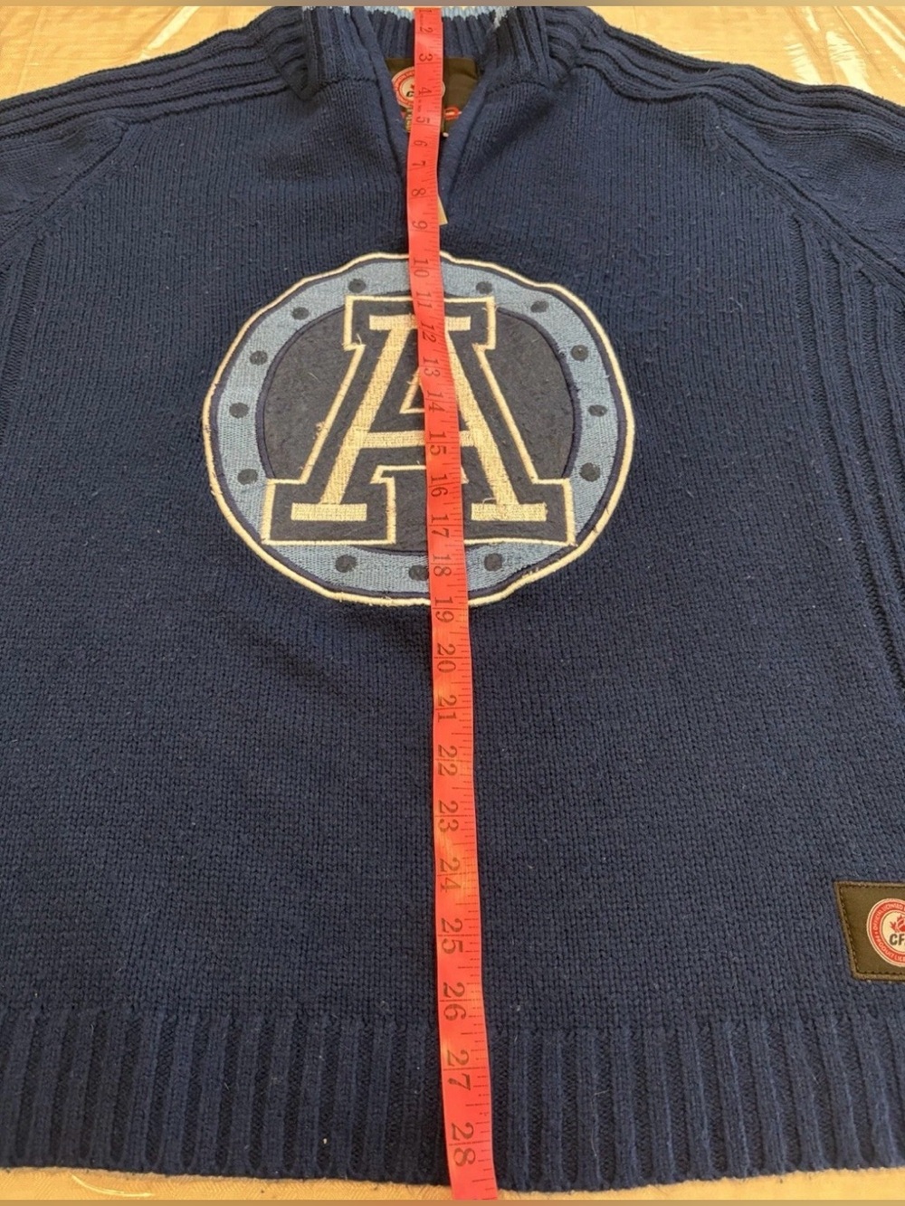 Toronto Argonauts CFL Sweater Size XL Heavy Knit SOGO Sports Quarter Zip Argos - Picture 8 of 9